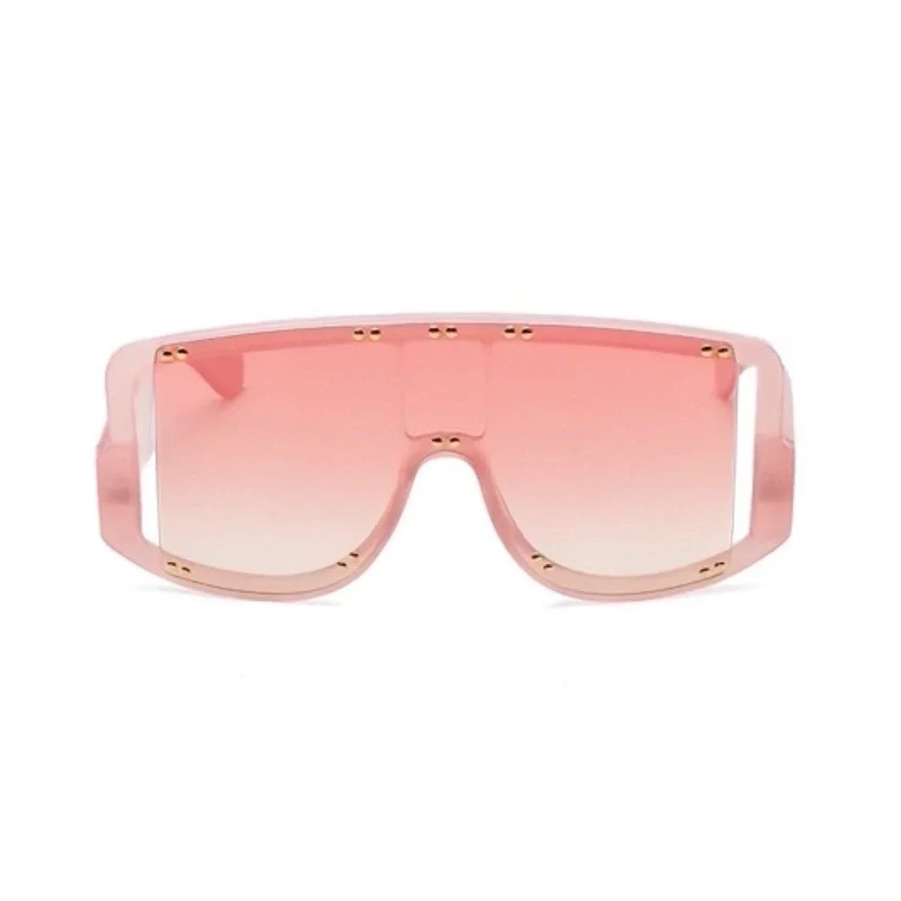 Oversized Shield Sunglasses Women Fashion Visor Pink Lens UV400 Protection Gafas